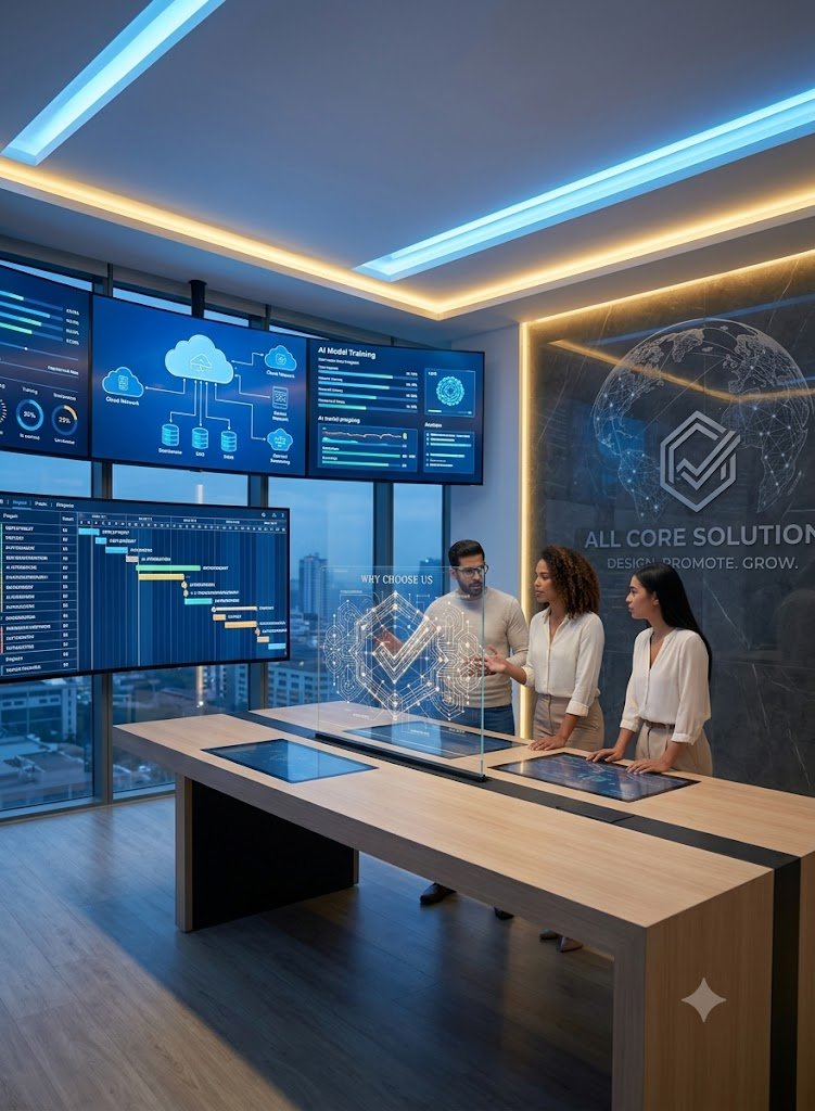 Executive Viewing Smart City Cyber Hologram
